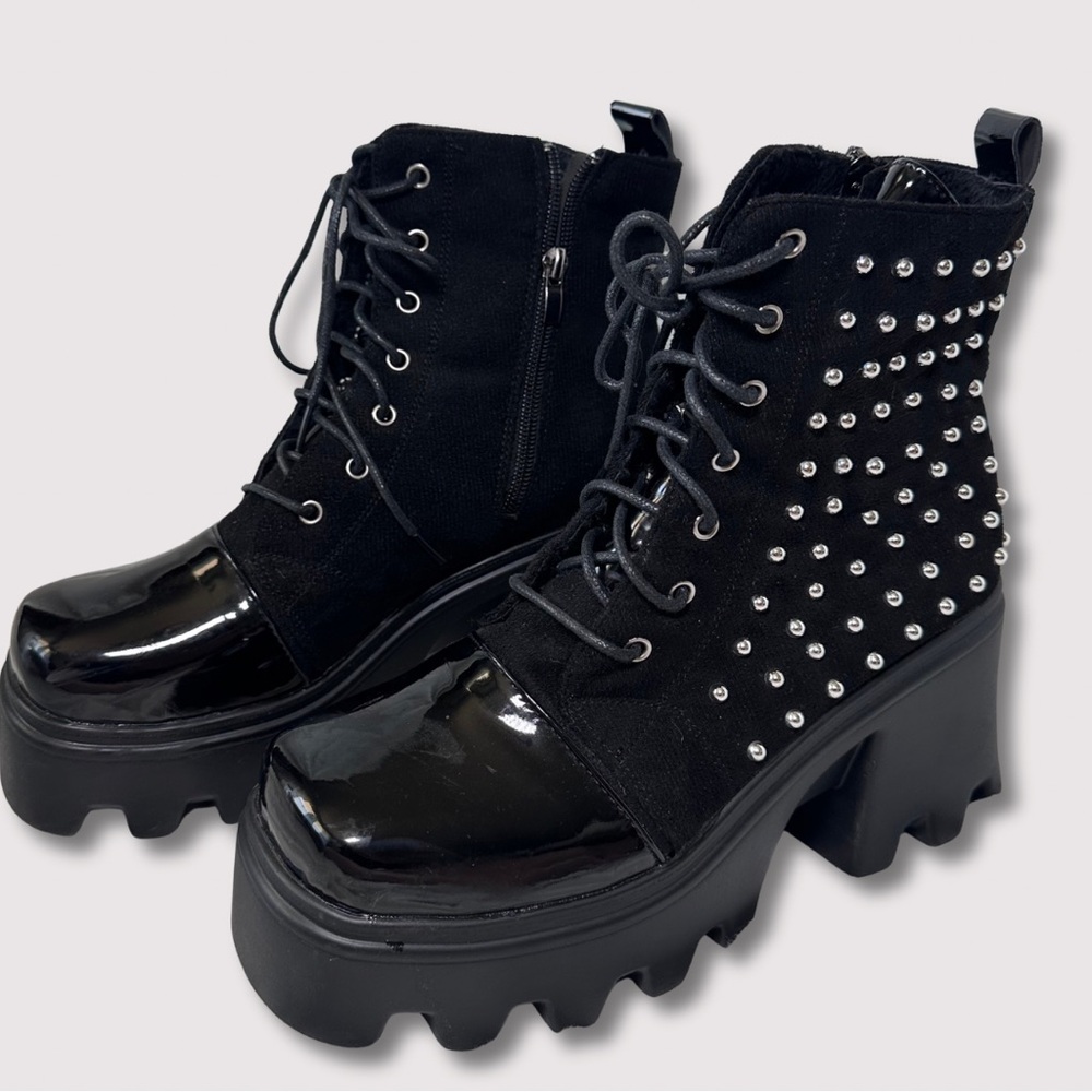 Studded Black Heeled Boots